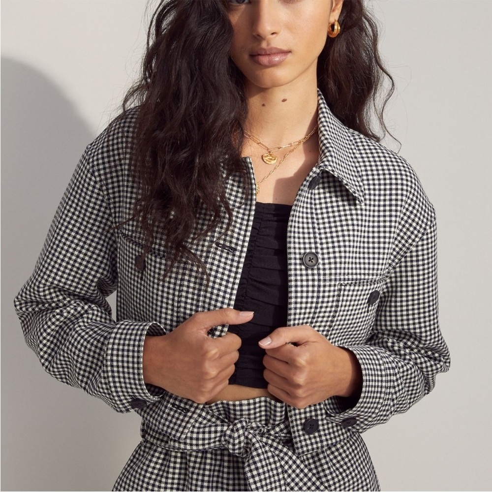 Aritzia Wilfred Gingham Little Cropped Jacket